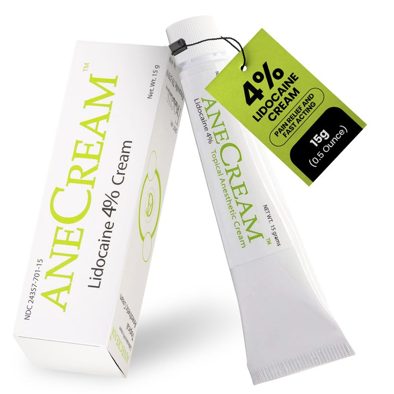 AneCream كريم أني كريم 4% ليدوكائين - كريم تخدير موضعي ليدوكائين - كريم تخدير موضعي متاح بدون وصفة طبية للحكة، الجروح الصغيرة والخدوش، لدغات الحشرات وحروق الشمس الطفيفة (0.5 أونصة / 15 جرام) - Image 1